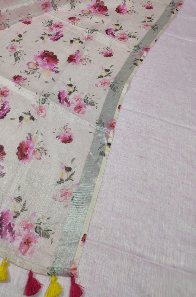 Pink Digital Printed Linen Two Piece Unstitched Suit Set - Luxurion World