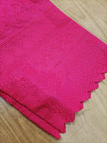Pink Embroiderded Chikankari Cotton Stitched Pant Luxurionworld