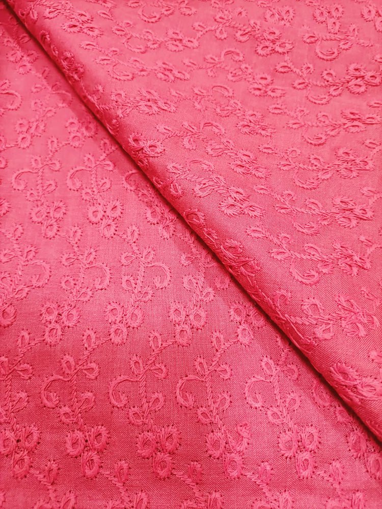 Pink Embroiderded Chikankari Cotton Stitched Pant - Luxurion World