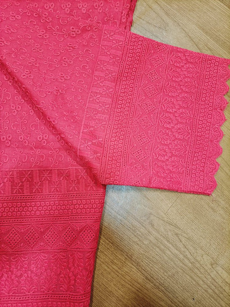 Pink Embroiderded Chikankari Cotton Stitched Pant - Luxurion World