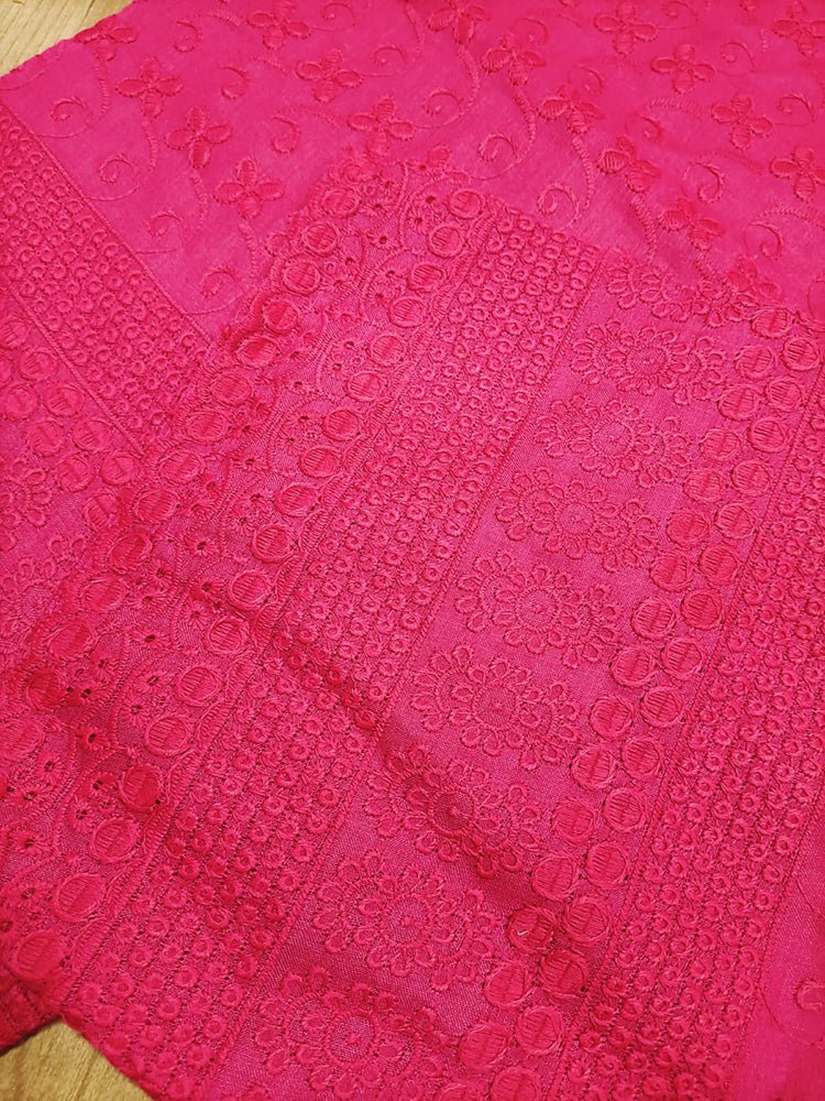 Pink Embroiderded Chikankari Cotton Stitched Pant - Luxurion World