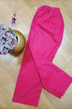 Pink Embroiderded Chikankari Cotton Stitched Pant - Luxurion World