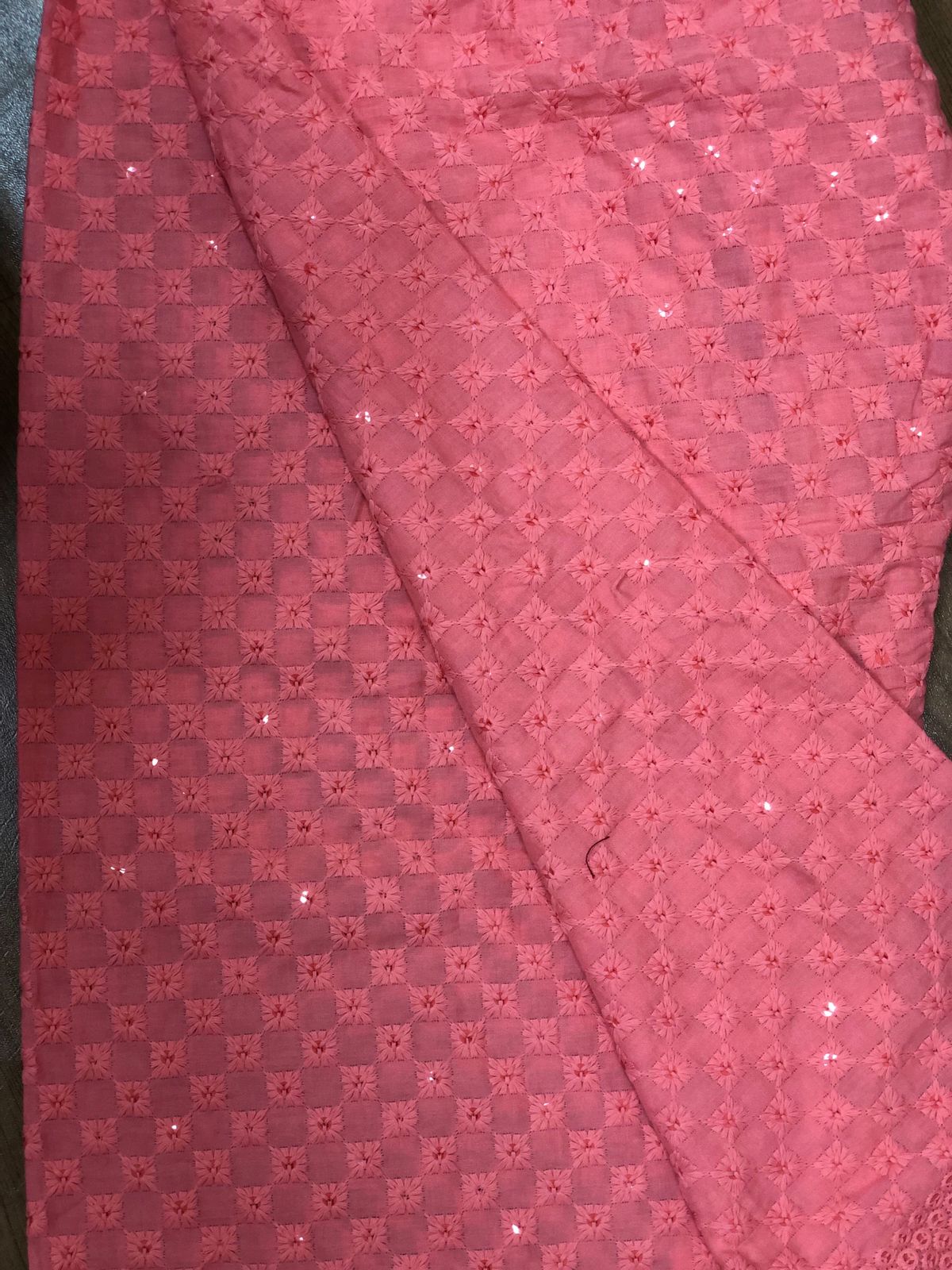 Pink Embroiderded Chikankari Cotton Stitched Sequins Work Pant - Luxurion World