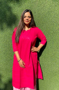 Pink Embroidered Chikankari Cotton Stitched Kurti - Luxurion World