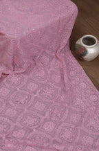 Pink Embroidered Chikankari Georgette Saree - Luxurion World