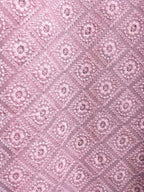 Pink Embroidered Chikankari Georgette Sequins Work Fabric ( 1 Mtr ) - Luxurion World