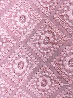 Pink Embroidered Chikankari Georgette Sequins Work Fabric ( 1 Mtr ) - Luxurion World
