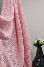 Pink Embroidered Chikankari With Parsi Gara Work Pure Georgette Dupatta - Luxurion World