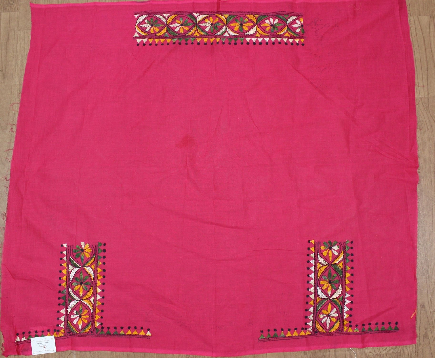Pink Embroidered Kantha Cotton Blouse Piece Fabric ( 1 Mtr ) - Luxurion World