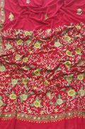 Pink Embroidered Kashmiri Aari Work Georgette Saree - Luxurion World