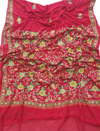 Pink Embroidered Kashmiri Aari Work Georgette Saree - Luxurion World