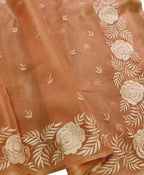Pink Embroidered Kota Organza Silk Floral Design Saree - Luxurion World