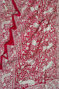 Pink Embroidered Parsi Gara Georgette Floral And Bird Design Saree - Luxurion World