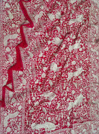 Pink Embroidered Parsi Gara Georgette Floral And Bird Design Saree - Luxurion World