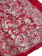 Pink Embroidered Parsi Gara Organza Figure Work Saree - Luxurion World