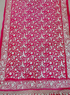 Pink Embroidered Parsi Gara Pure Organza Saree - Luxurion World