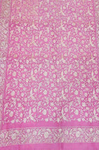 Pink Embroidered Parsi Gara Pure Organza Saree - Luxurion World