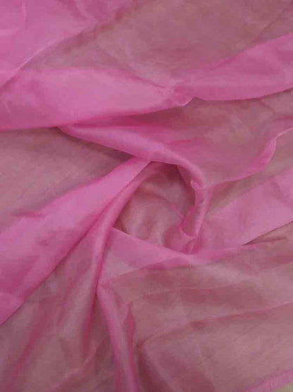 Pink Embroidered Parsi Gara Pure Organza Silk Flower Design Saree - Luxurion World