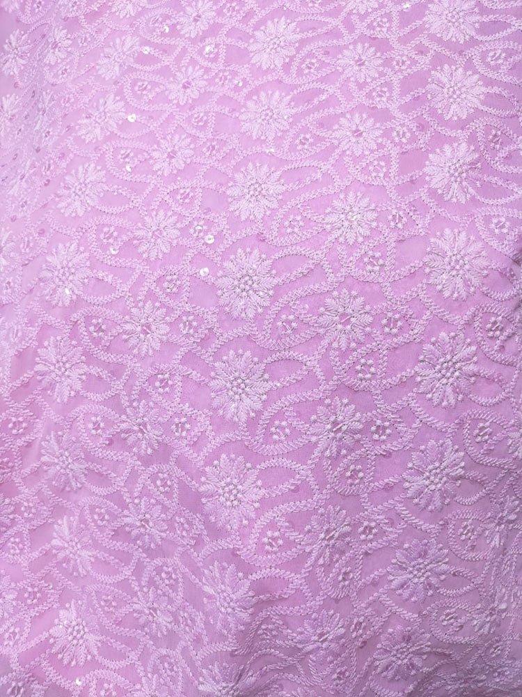 Pink Embroidered Trendy Georgette Fabric ( 2.5 Mtr )