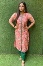 Pink Floral Organza Stitched Kurta - Luxurion World