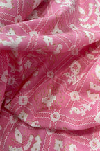 Pink Foil Block Printed Cotton Fabric ( 1 Mtr ) - Luxurion World