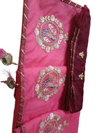 Pink Gota And Zardozi Work Organza Saree - Luxurion World
