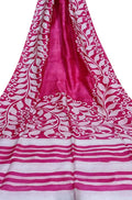 Pink Hand Batik Silk Saree - Luxurion World