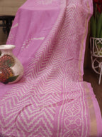 Pink Hand Block Printed Chanderi Silk Saree - Luxurion World