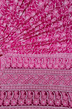 Pink Hand Embroidered Chikankari Chiffon Georgette Saree - Luxurion World
