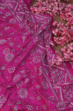 Pink Hand Embroidered Kantha Bangalore Silk Dupatta - Luxurion World