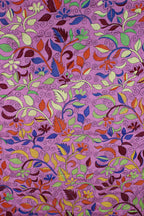Pink Hand Embroidered Kantha Silk Fabric ( 1 Mtr ) - Luxurion World
