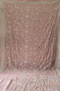Pink Hand Embroidered Parsi Gara Crepe Floral And Bird Design Saree - Luxurion World