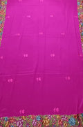 Pink Hand Embroidered Parsi Gara Crepe Flower Design Saree - Luxurion World