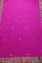 Pink Hand Embroidered Parsi Gara Crepe Flower Design Saree - Luxurion World