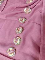Pink Hand Embroidered Parsi Work Pure Georgette Unstitched Suit - Luxurion World