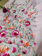 Pink Hand Embroidered Parsi Work Unstitched Kurti - Luxurion World