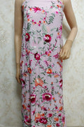 Pink Hand Embroidered Parsi Work Unstitched Kurti - Luxurion World