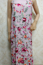 Pink Hand Embroidered Parsi Work Unstitched Kurti - Luxurion World