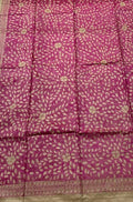 Pink Hand Painted Madhubani Tussar Silk Saree - Luxurion World
