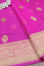 Pink Handloom Banarasi Kora Silk Fabric ( 2.5 Mtr ) - Luxurion World