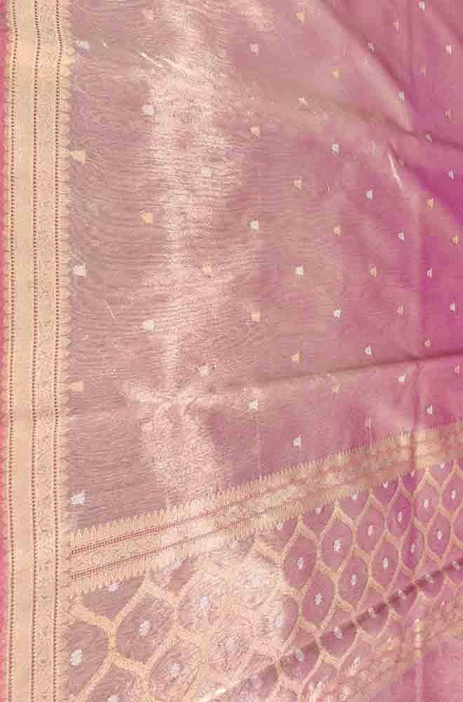 Pink Handloom Banarasi Organza Tissue Silk Saree - Luxurion World