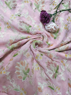 Pink Handloom Banarasi Pure Georgette Brush Dye Dupatta - Luxurion World