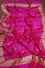 Pink Handloom Banarasi Pure Katan Silk Dupatta - Luxurion World