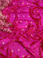 Pink Handloom Banarasi Pure Katan Silk Dupatta - Luxurion World