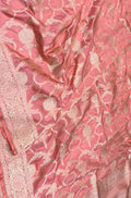 Pink Handloom Banarasi Pure Katan Silk Dupatta - Luxurion World