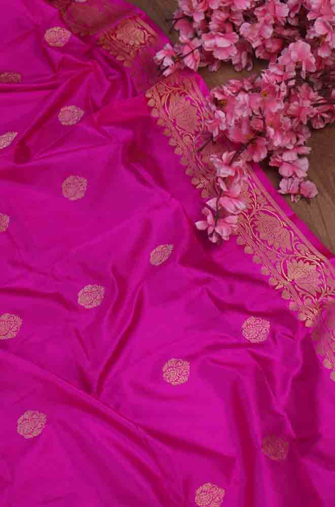 Pink Handloom Banarasi Pure Katan Silk Dupatta