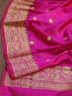 Pink Handloom Banarasi Pure Katan Silk Dupatta - Luxurion World