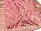 Pink Handloom Banarasi Pure Katan Silk Dupatta - Luxurion World