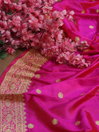 Pink Handloom Banarasi Pure Katan Silk Dupatta - Luxurion World