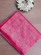 Pink Handloom Banarasi Pure Katan Silk Saree - Luxurion World